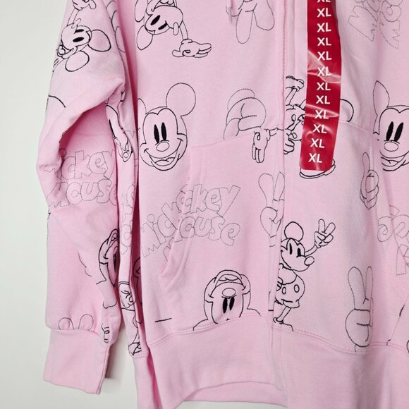 Disney Pink Mickey Mouse Embroidered Women Zipper Hoodie Jacket Sz XL - Picture 5 of 16